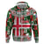 Iceland Christmas Zip Hoodie with Green & Red Candy Cane Pattern Santa Claus and National Flag Motif - Wonder Print Shop