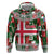 Iceland Christmas Zip Hoodie with Green & Red Candy Cane Pattern Santa Claus and National Flag Motif - Wonder Print Shop