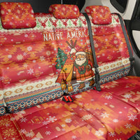 Native American Christmas Back Car Seat Cover with Red & Orange Geometric Pattern Santa Claus and Teepee Motif - Wonder Print Shop