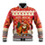 Native American Christmas Baseball Jacket with Red & Orange Geometric Pattern Santa Claus and Teepee Motif - Wonder Print Shop