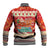 Native American Christmas Baseball Jacket with Red & Orange Geometric Pattern Santa Claus and Teepee Motif - Wonder Print Shop