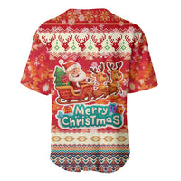 Native American Christmas Baseball Jersey with Red & Orange Geometric Pattern Santa Claus and Teepee Motif - Wonder Print Shop