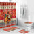 Native American Christmas Bathroom Set with Red & Orange Geometric Pattern Santa Claus and Teepee Motif - Wonder Print Shop