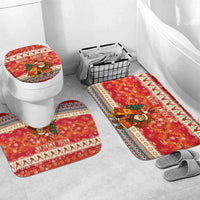 Native American Christmas Bathroom Set with Red & Orange Geometric Pattern Santa Claus and Teepee Motif - Wonder Print Shop