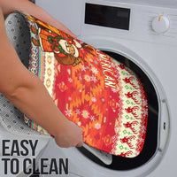 Native American Christmas Bathroom Set with Red & Orange Geometric Pattern Santa Claus and Teepee Motif - Wonder Print Shop