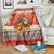 Native American Christmas Blanket with Red & Orange Geometric Pattern Santa Claus and Teepee Motif - Wonder Print Shop