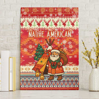 Native American Christmas Canvas Wall Art with Red & Orange Geometric Pattern Santa Claus and Teepee Motif - Wonder Print Shop