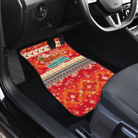 Native American Christmas Car Mats with Red & Orange Geometric Pattern Santa Claus and Teepee Motif - Wonder Print Shop