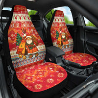 Native American Christmas Car Seat Cover with Red & Orange Geometric Pattern Santa Claus and Teepee Motif - Wonder Print Shop