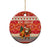 Native American Christmas Ceramic Ornament with Red & Orange Geometric Pattern Santa Claus and Teepee Motif - Wonder Print Shop