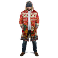 Native American Christmas Cloak with Red & Orange Geometric Pattern Santa Claus and Teepee Motif - Wonder Print Shop