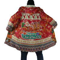 Native American Christmas Cloak with Red & Orange Geometric Pattern Santa Claus and Teepee Motif - Wonder Print Shop