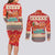 Native American Christmas Couples Matching Long Sleeve Bodycon Dress and Long Sleeve Button Shirt with Red & Orange Geometric Pattern Santa Claus and Teepee Motif - Wonder Print Shop