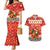 Native American Christmas Couples Matching Mermaid Dress and Hawaiian Shirt with Red & Orange Geometric Pattern Santa Claus and Teepee Motif - Wonder Print Shop