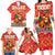 Native American Christmas Family Matching Long Sleeve Bodycon Dress and Hawaiian Shirt with Red & Orange Geometric Pattern Santa Claus and Teepee Motif - Wonder Print Shop