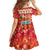 Native American Christmas Family Matching Off Shoulder Short Dress and Hawaiian Shirt with Red & Orange Geometric Pattern Santa Claus and Teepee Motif - Wonder Print Shop