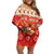 Native American Christmas Family Matching Off Shoulder Short Dress and Hawaiian Shirt with Red & Orange Geometric Pattern Santa Claus and Teepee Motif - Wonder Print Shop