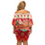 Native American Christmas Family Matching Off Shoulder Short Dress and Hawaiian Shirt with Red & Orange Geometric Pattern Santa Claus and Teepee Motif - Wonder Print Shop