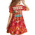 Native American Christmas Family Matching Short Sleeve Bodycon Dress and Hawaiian Shirt with Red & Orange Geometric Pattern Santa Claus and Teepee Motif - Wonder Print Shop