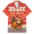 Native American Christmas Family Matching Short Sleeve Bodycon Dress and Hawaiian Shirt with Red & Orange Geometric Pattern Santa Claus and Teepee Motif - Wonder Print Shop