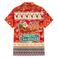 Native American Christmas Family Matching Short Sleeve Bodycon Dress and Hawaiian Shirt with Red & Orange Geometric Pattern Santa Claus and Teepee Motif - Wonder Print Shop