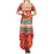 Native American Christmas Family Matching Summer Maxi Dress and Hawaiian Shirt with Red & Orange Geometric Pattern Santa Claus and Teepee Motif - Wonder Print Shop