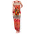 Native American Christmas Family Matching Tank Maxi Dress and Hawaiian Shirt with Red & Orange Geometric Pattern Santa Claus and Teepee Motif - Wonder Print Shop