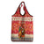 Native American Christmas Grocery Bag with Red & Orange Geometric Pattern Santa Claus and Teepee Motif - Wonder Print Shop