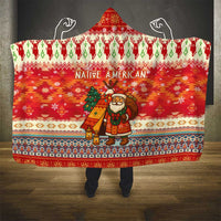 Native American Christmas Hooded Blanket with Red & Orange Geometric Pattern Santa Claus and Teepee Motif - Wonder Print Shop