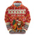Native American Christmas Hoodie with Red & Orange Geometric Pattern Santa Claus and Teepee Motif - Wonder Print Shop