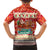 Native American Christmas Kid Hawaiian Shirt with Red & Orange Geometric Pattern Santa Claus and Teepee Motif - Wonder Print Shop