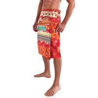 Native American Christmas Lavalava with Red & Orange Geometric Pattern Santa Claus and Teepee Motif - Wonder Print Shop