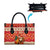 Native American Christmas Leather Bag with Red & Orange Geometric Pattern Santa Claus and Teepee Motif - Wonder Print Shop