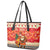 Native American Christmas Leather Tote Bag with Red & Orange Geometric Pattern Santa Claus and Teepee Motif - Wonder Print Shop
