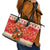Native American Christmas Leather Tote Bag with Red & Orange Geometric Pattern Santa Claus and Teepee Motif - Wonder Print Shop