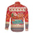Native American Christmas Long Sleeve Button Shirt with Red & Orange Geometric Pattern Santa Claus and Teepee Motif - Wonder Print Shop