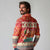 Native American Christmas Long Sleeve Polo Shirt with Red & Orange Geometric Pattern Santa Claus and Teepee Motif - Wonder Print Shop