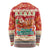 Native American Christmas Long Sleeve Shirt with Red & Orange Geometric Pattern Santa Claus and Teepee Motif - Wonder Print Shop