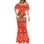 Native American Christmas Mermaid Dress with Red & Orange Geometric Pattern Santa Claus and Teepee Motif - Wonder Print Shop