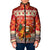 Native American Christmas Padded Jacket with Red & Orange Geometric Pattern Santa Claus and Teepee Motif - Wonder Print Shop