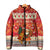 Native American Christmas Padded Jacket with Red & Orange Geometric Pattern Santa Claus and Teepee Motif - Wonder Print Shop