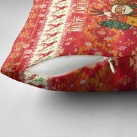 Native American Christmas Pillow Cover with Red & Orange Geometric Pattern Santa Claus and Teepee Motif - Wonder Print Shop
