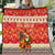 Native American Christmas Quilt with Red & Orange Geometric Pattern Santa Claus and Teepee Motif - Wonder Print Shop