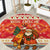 Native American Christmas Round Carpet with Red & Orange Geometric Pattern Santa Claus and Teepee Motif - Wonder Print Shop