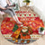 Native American Christmas Round Carpet with Red & Orange Geometric Pattern Santa Claus and Teepee Motif - Wonder Print Shop