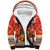 Native American Christmas Sherpa Hoodie with Red & Orange Geometric Pattern Santa Claus and Teepee Motif - Wonder Print Shop