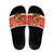 Native American Christmas Slide Sandals with Red & Orange Geometric Pattern Santa Claus and Teepee Motif - Wonder Print Shop