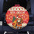 Native American Christmas Spare Tire Cover with Red & Orange Geometric Pattern Santa Claus and Teepee Motif - Wonder Print Shop