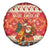 Native American Christmas Spare Tire Cover with Red & Orange Geometric Pattern Santa Claus and Teepee Motif - Wonder Print Shop