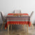 Native American Christmas Tablecloth with Red & Orange Geometric Pattern Santa Claus and Teepee Motif - Wonder Print Shop
